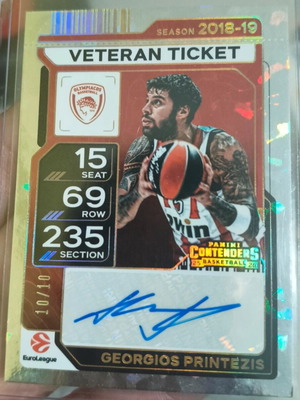 Giorgos Printezis Panini Contenders Veteran Ticket Gold Autograph 10/10