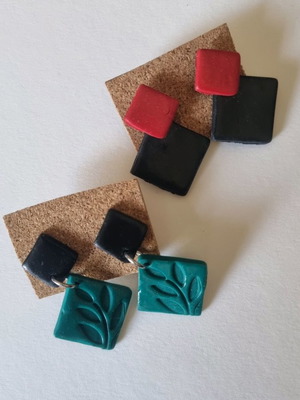 Handmade earrings new, set of 2 pairs, clay material