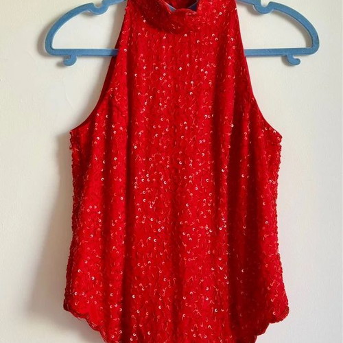 Raxevsky Exclusive Vintage Red Beaded Sequin Halter Top Size S like new