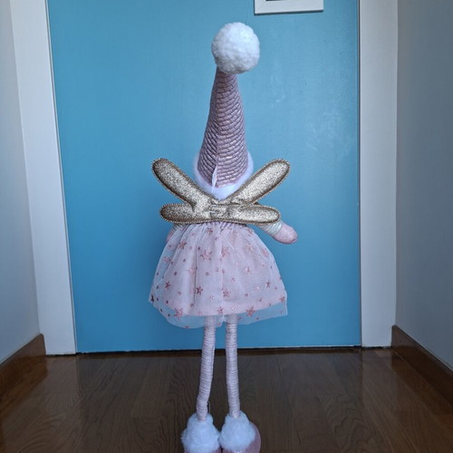 Christmas angel figure with pink dress 81cm
