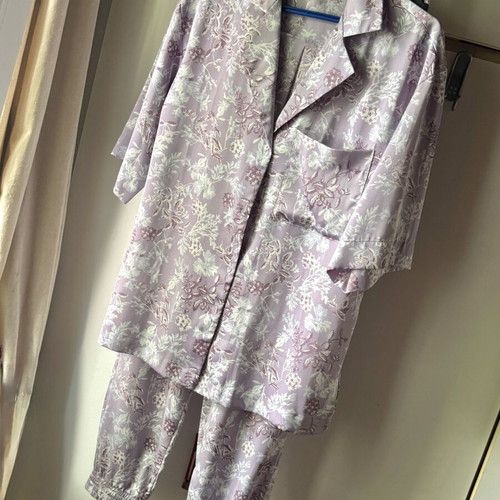 Zara satin shirt and pants set like new, pink and purple