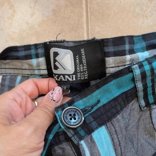 Karl Kani Plaid Shorts Size 28, vintage Y2K hip hop skate