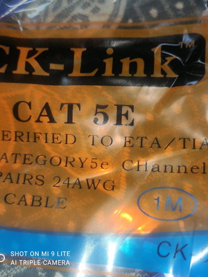 Ethernet cable 1GBPS new, 1 meter length