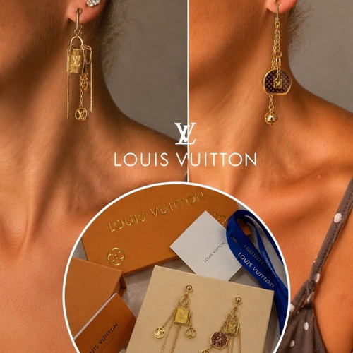 Louis Vuitton stainless steel earrings, rare sold out design, gold tone