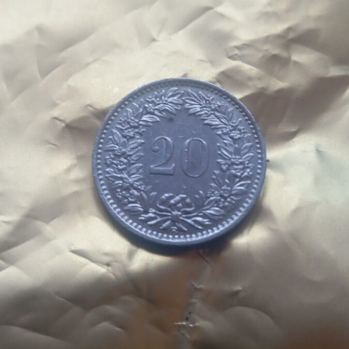 Switzerland 20 Rappen Coin 1966 like new