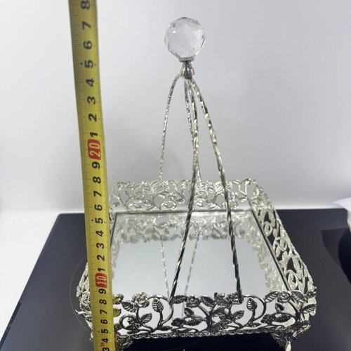 Decorative metal fruit basket with mirror vintage style