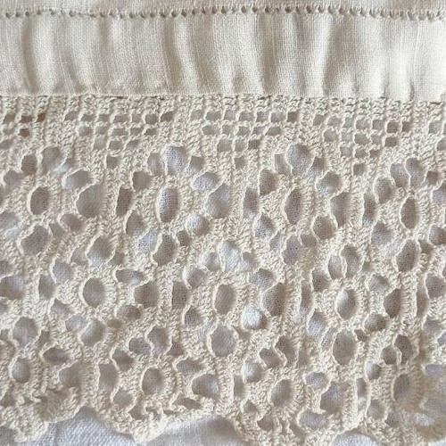 Linen pillowcase with handmade embroidery and lace like new