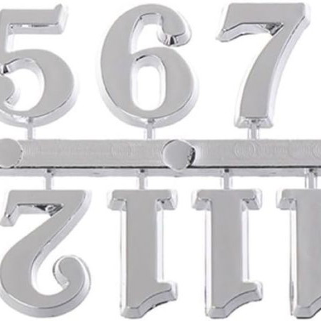 Clock Number Set new, silver, 2 cm