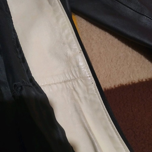 Vintage leather coat used, size L, black with zipper