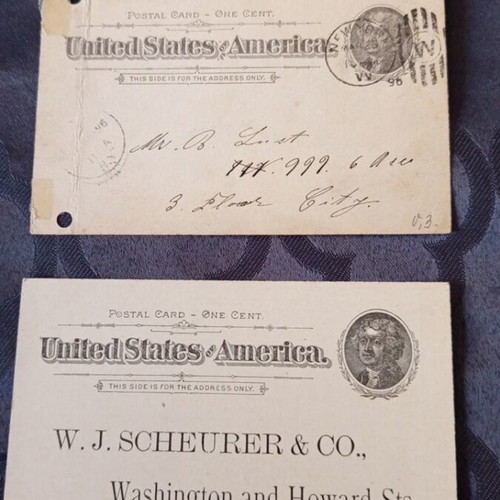 American postcards used, two from 1890s, one mailed 1896