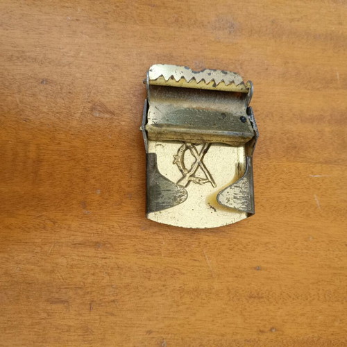 Metal belt buckle with military emblem used, vintage