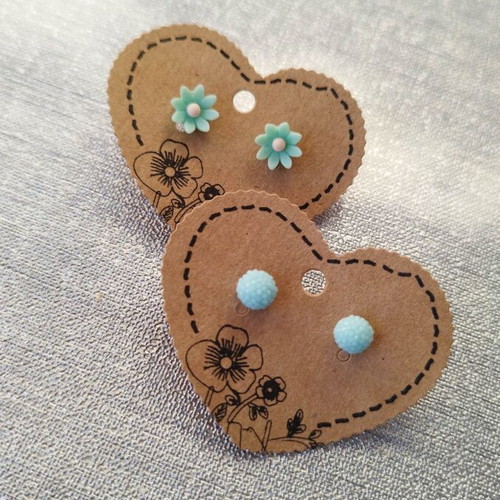 Spring earrings set blue daisies and pearl new