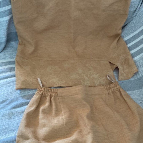 Co-ord set two-piece top and maxi skirt like new, beige camel