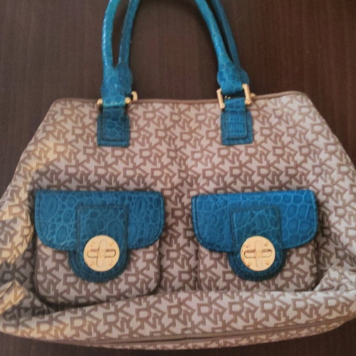 DINKY handbag like new, beige and turquoise