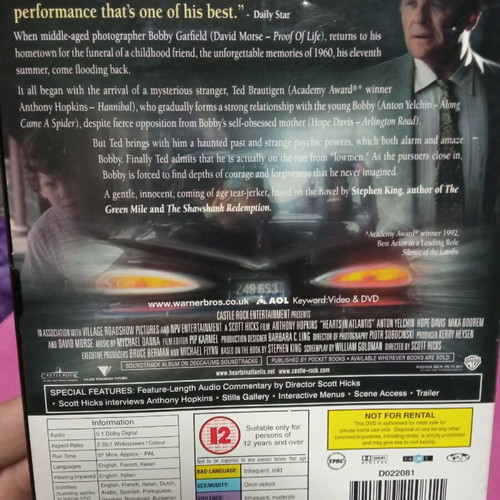 Hearts in Atlantis DVD like new, adventure, subbed