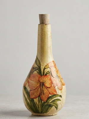 Decorative glass bottle new, hand-painted with cork