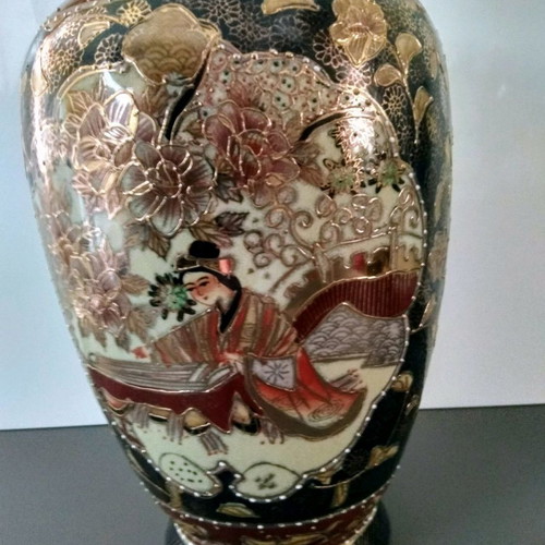 Satsuma vase set used, height 32 cm