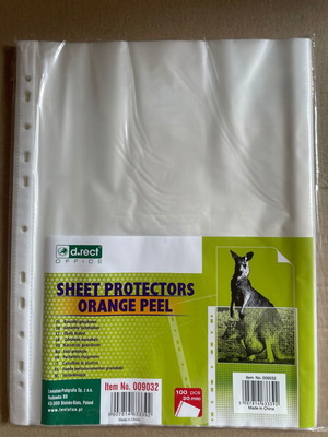 D.rect Plastic Sheet Protectors A4 Type "Π" with Holes Pack of 100 New