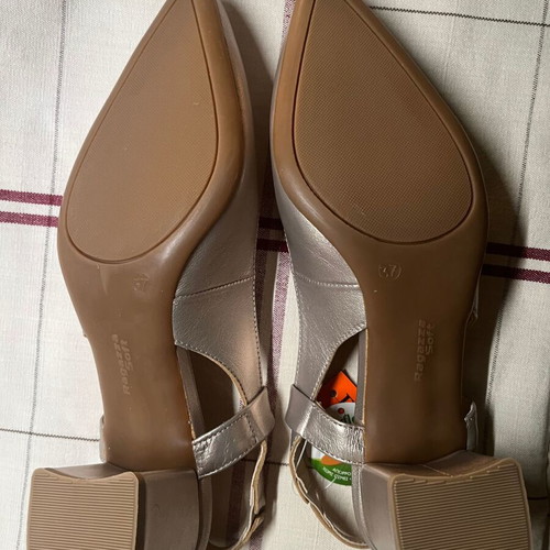 Slingback shoes gold champagne color new, size 37–37.5