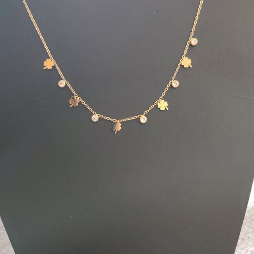 Lucky charms necklace new, gold stainless steel