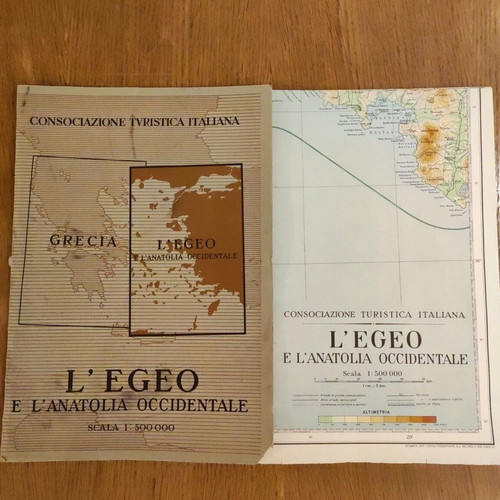 Italian map 1941 L'Egeo e L' Anatolia Occidentale used, Aegean and Western Anatolia