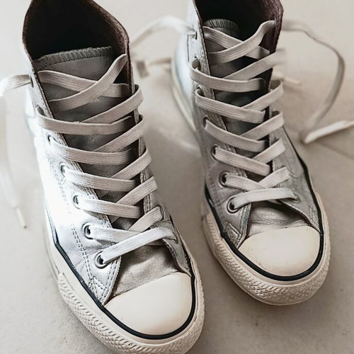 Converse Real Leather Chuck Taylor All Star Metallic Silver Boots