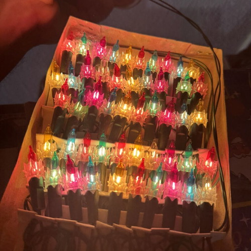 Vintage Christmas star-shaped string lights, 50 bulbs