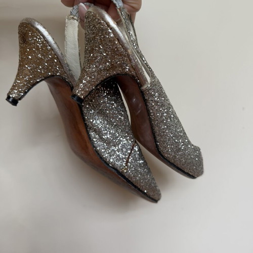Rafael vintage glitter kitten heels size 36 used, silver