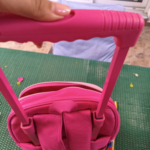 United Colors of Benetton school trolley bag, fuchsia with floral and butterfly design