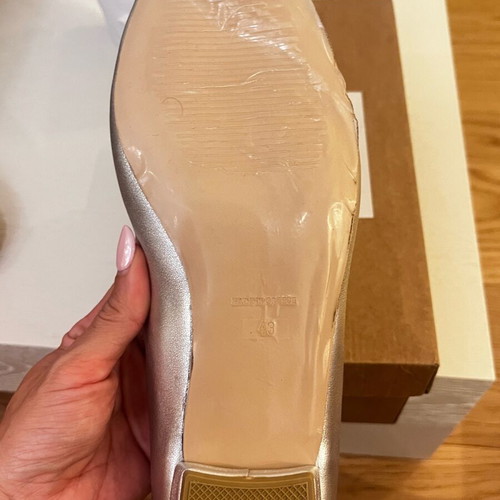 Handmade leather silver ballet flats size 43 new