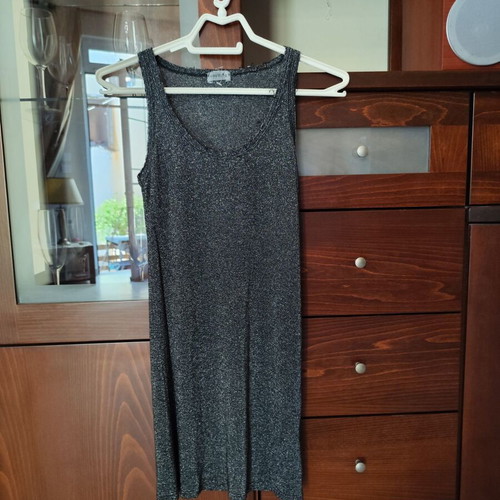 Long black blouse with silver thread like new, size S