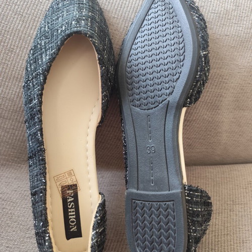Ballerina shoes new tweed black with silver details size 39