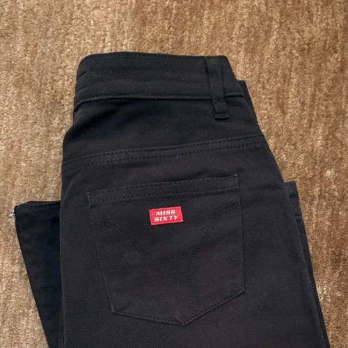 Miss Sixty black capri elastic jeans with zipper like new