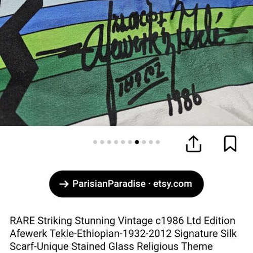 Vintage silk scarf by Afewerk Tekle 1986