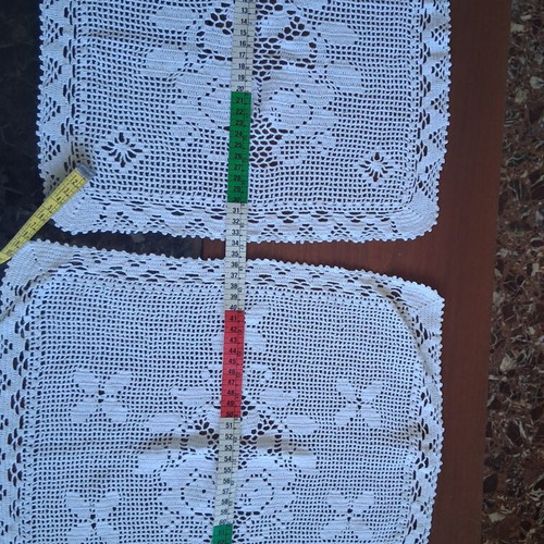 Square doilies set used, handmade crochet, white