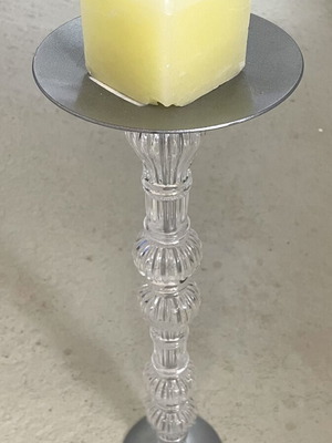 Iron candlestick with glass decoration, 53 cm height
