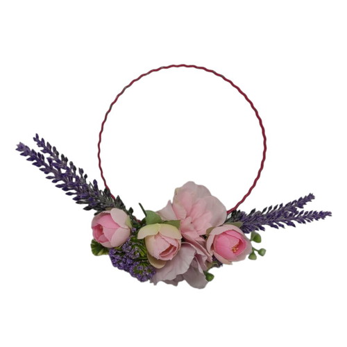 Spring wreath 12 cm with pink and purple flowers, new