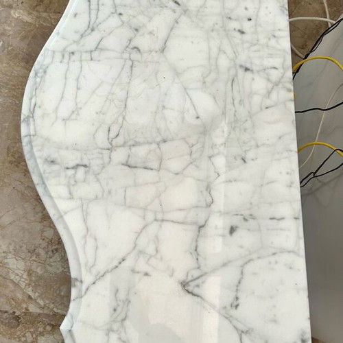 Classic console entry table with marble like new, mahogany
