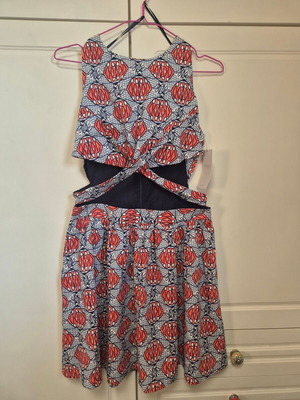 Zara printed dress with cut outs Large new, 100% cotton