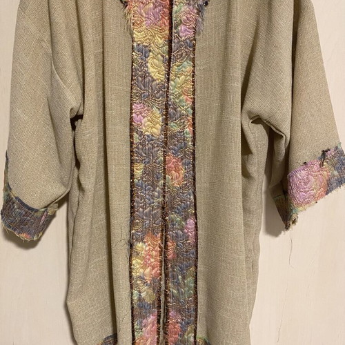 Kimono Intro costume new, beige with multicolor floral trims