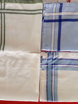 Set of 4 vintage men's cotton handkerchiefs used, assorted designs