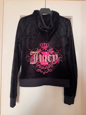 Juicy Couture jacket like new, black with pink design, size Large
