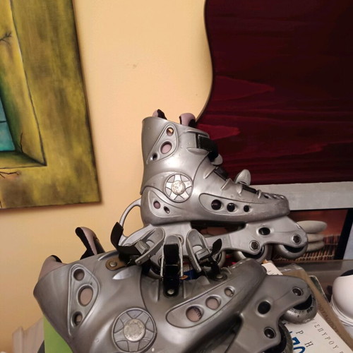 Kids Inline Skates Adjustable Size EU 32-36 Silver Black