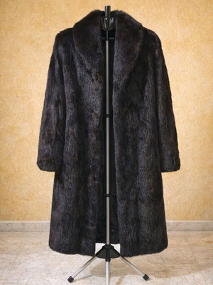 Female male mink fur midi coat like new, black-brown