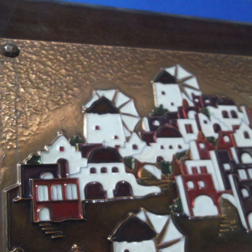 AETHRA Large Chalcography Wall Art with Enamel, Handmade, Like New