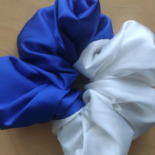Handmade satin XL scrunchies two-tone, Greek craftsmanship