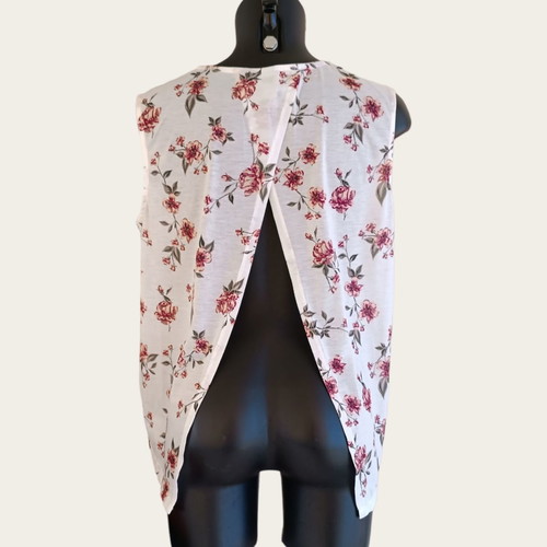 White floral blouse L/XL used with open back