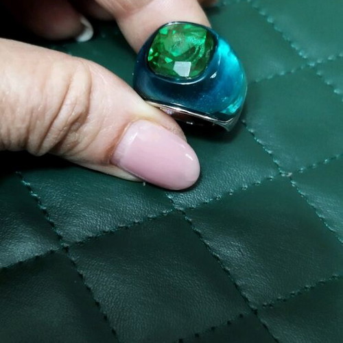 Silver ring handmade like new with blue and green stone