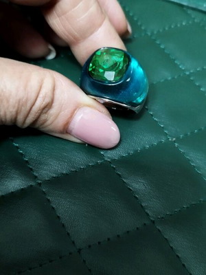 Silver ring handmade like new with blue and green stone