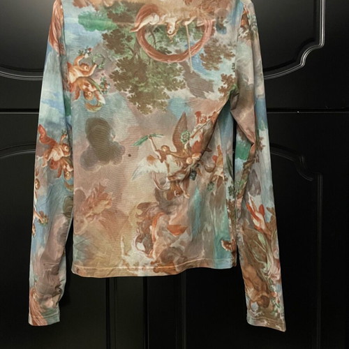 Shein blouse with baroque print like new, transparent multicolor size L